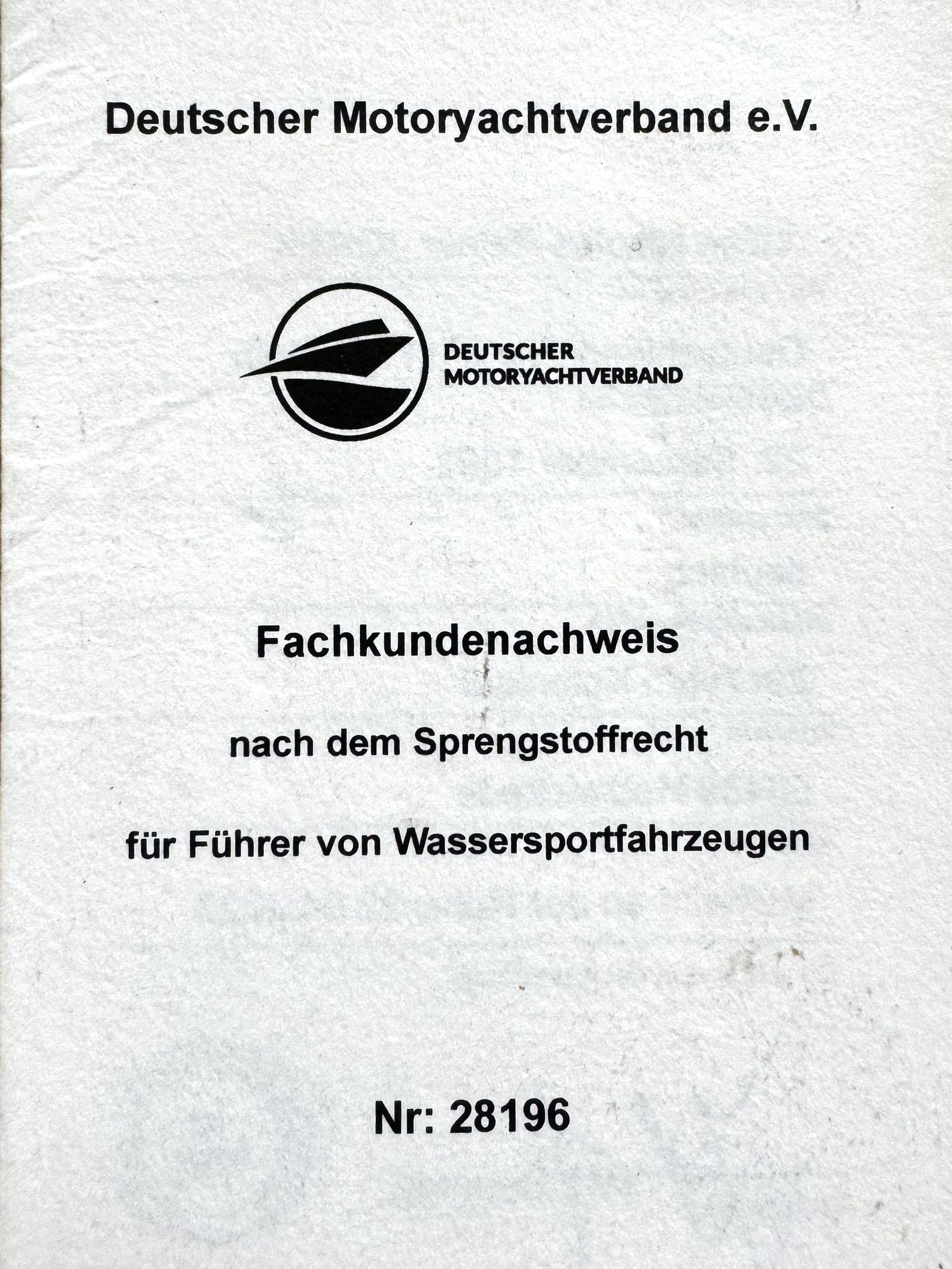 Fachkundenachweis Nach Dem Sprengstoffrecht Für Führer Von Wassersportfahrzeugen