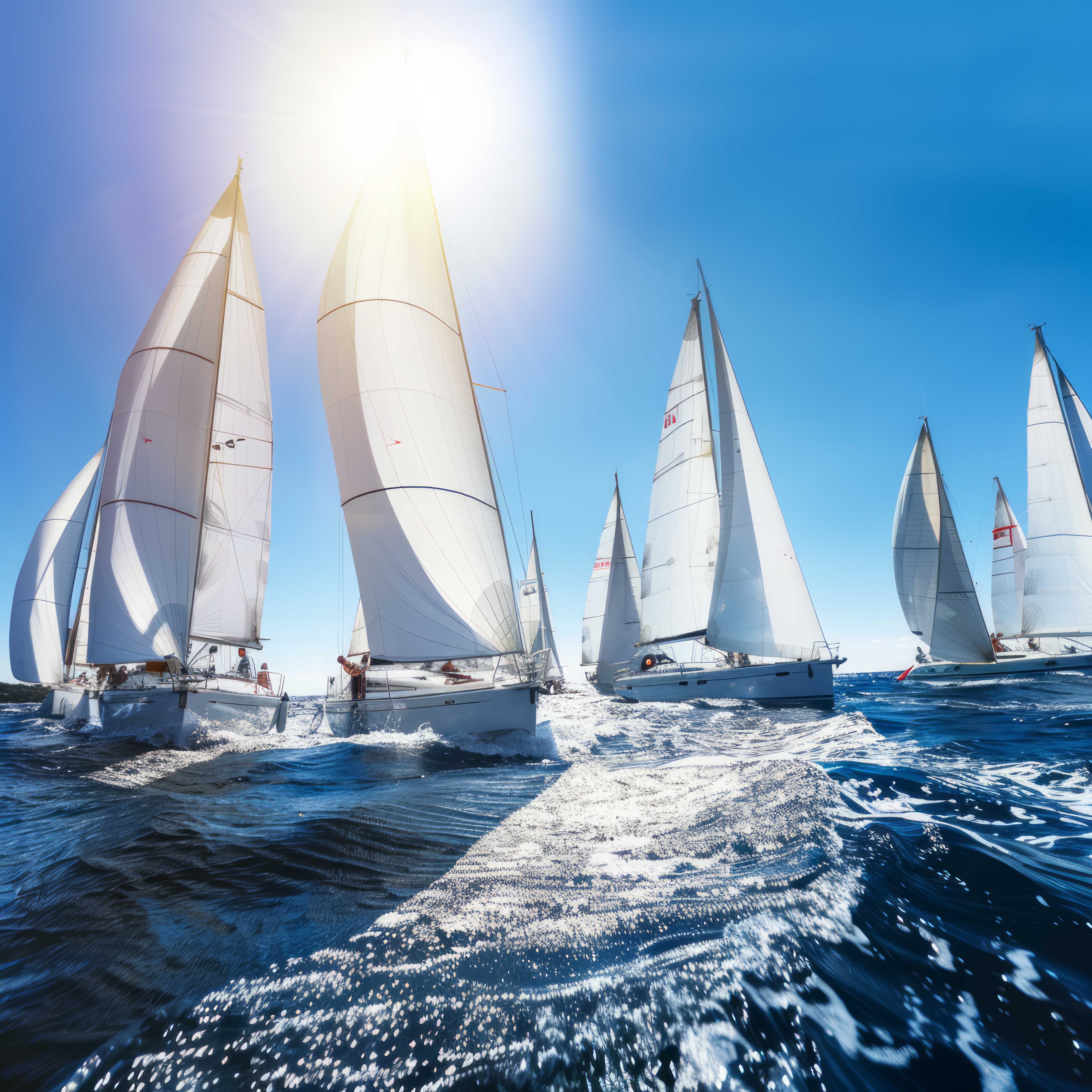 Gruppe Von Segelyachten Bei Einer Regatta Auf Offener See
