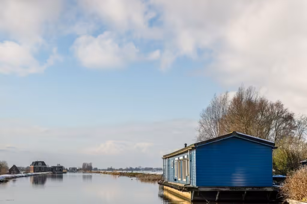 Small Motorboat Calm Lake Summer